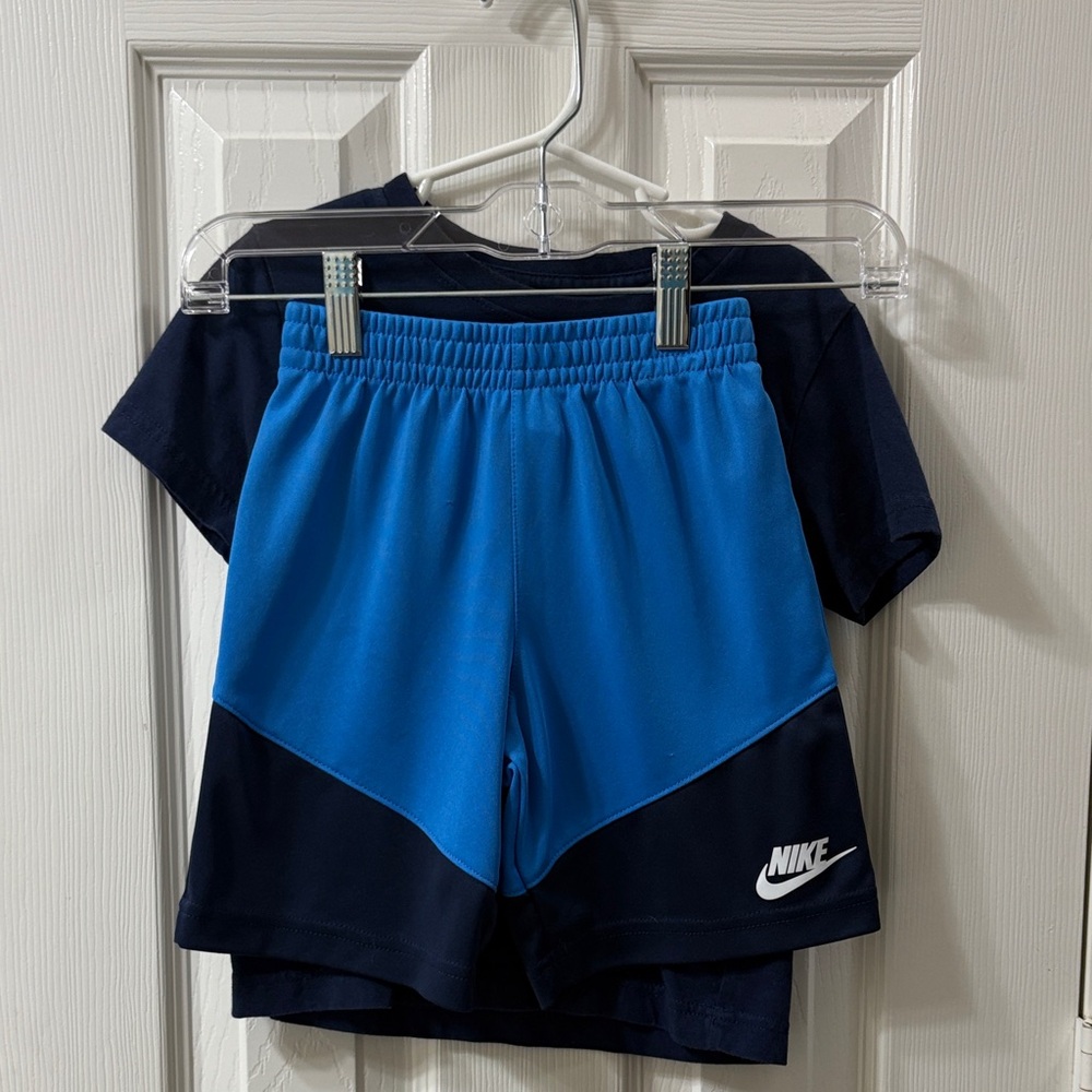 Boys Nike Kids Two-Tone Blue Shorts & Nike Tee Set